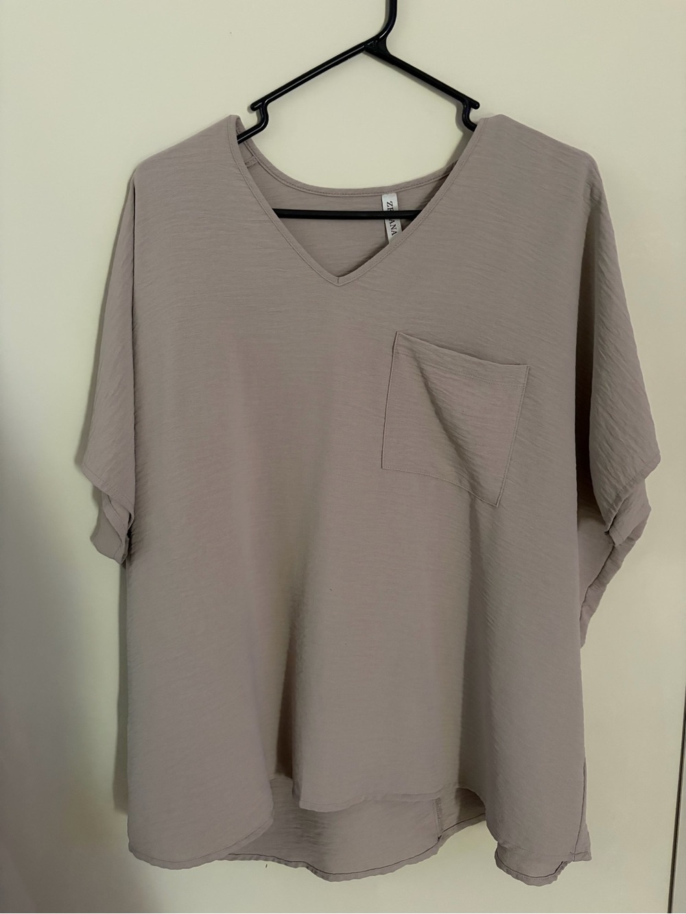 Zenana Outfitters Taupe V-Neck Pocket Tunic